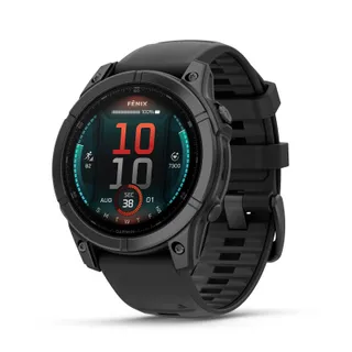 Garmin fēnix® E - Montre GPS Multisports AMOLED – Acier Gray avec Bracelet Noir