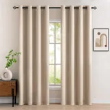 MIULEE Rideau Occultant Beige Foncé à Oeillets 140x245 CM Lot de 2, Rideaux Opaque Doux et Esthétiques, Rideau Occultant Thermiques Anti Chaleur Intérieurs, Rideaux Salon Moderne Chambre