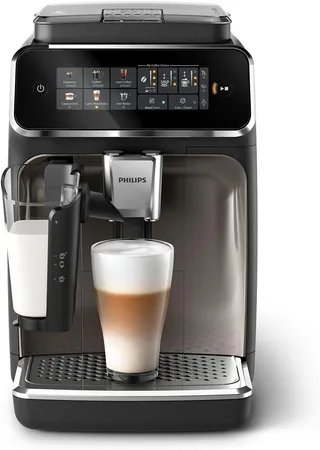 PHILIPS machine à café grain 3300, 6 boissons, LatteGo, Noir Chrome