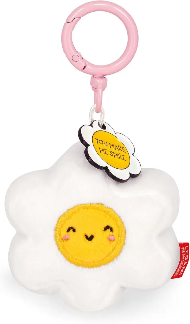 LEGAMI - Porte-clés Super Soft! Thème Daisy, Porte-clés en Peluche, Pendentif avec Message gravé et Mousqueton en Zinc, 7x11 cm