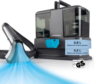 CLEANmaxx Nettoyeur de tapis et de moquettes Compact | Aspirateur 3 en 1 avec système à double réservoir et remplissage facile | nettoyeur vapeur, aspirateur eau et poussière et nettoyeur de taches