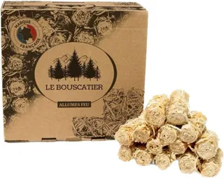 Allume-feu écologique en Laine et Cire de Bois 100% naturels pour cheminée poêle cuisinière Barbecue brasero et feu de Camps. 60 à 70 allumes-feu sans Odeur. Gros Calibre qualité Premium