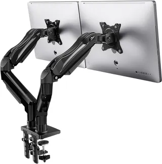 HUANUO Support Ecran PC 2 Ecran de 13 à 32 Pouces, Bras pour Écran Pc pour Écrans Plats, Gaming Bras Ecran PC VESA 75x75/100x100mm (Noir)