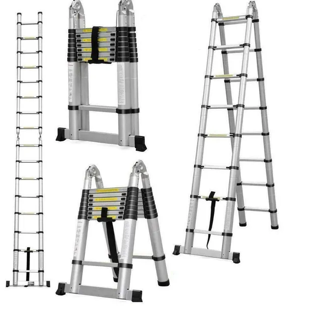 Marchepieds escamotables, échelle Télescopique, Escabeau Telescopique Pliable, Echelle Escamotable en Métal, Charge Max 150 kg (5M (2,5M + 2,5M))