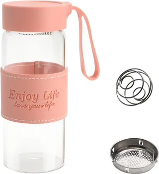 Shaker à protéines en verre 480 ml Shaker à protéines Shaker à protéines avec tamis et boule en acier inoxydable Shaker à protéines Bouteille de fitness Shaker pour protéines Shaker pour protéines