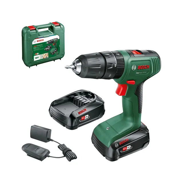 Bosch Perceuse-visseuse à percussion sans fil EasyImpact 18V-40 (2 batteries 2,0 Ah, système 18 V, dans coffret de transport)