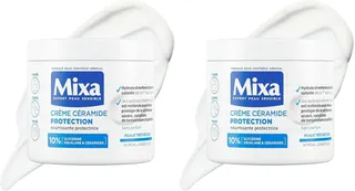 Mixa Expert Peau Sensible - Crème Céramide Protection - Anti-Sécheresse Sévère - Peaux Très Sèches et Fragilisées - Visage, Corps, Mains - Hypoallergénique - Sans Parfum - 400ml (Lot de 2)