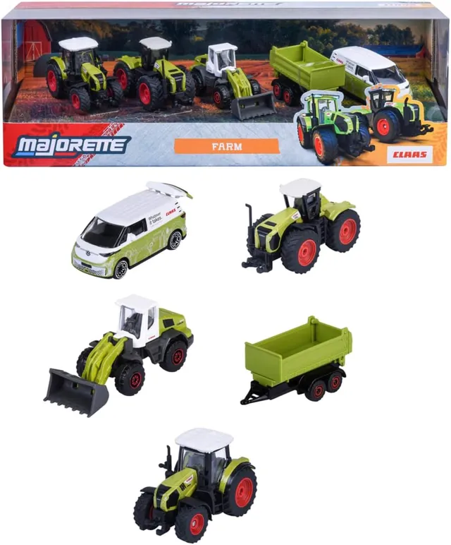 Majorette - Ferme Class 5 Pièces Giftpack - sous Licence - Véhicules à Roues Libres - Reproduction Originale à l'Echelle 1/64ème - Fonctions de Jeu - A Partir de 3 Ans