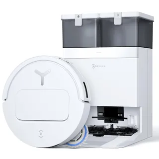 ECOVACS T50 Omni Gen2 Aspirateur Robot avec Station, Puissance 21000Pa, Brosse latérale et serpillière Extensibles, ZeroTangle 2.0, AIVI 3D 2.0, Lavage à l'eau Chaude 75℃, Ultra-Mince 81mm, Blanc