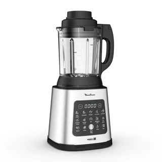 Moulinex Perfectmix Cook blender chauffant à haute vitesse, 10 programmes automatiques, 1400 W, YY5607FG, Noir et Transparent, Métal