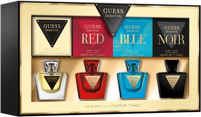 GUESS Coffret Femme, 4 Miniatures EDT Seductive, Red, Blue, Noir, 7.5 ml