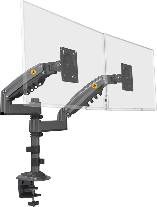 Support bureautique avec Ressort à gaz pour Deux écrans LCD 17″ – 27″ (43 cm – 69 cm de Diagonale) et Jusqu’à 9 kg chacun