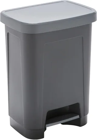 SUNDIS Step Bin, poubelle à pédale 25L, en plastique noir et gris