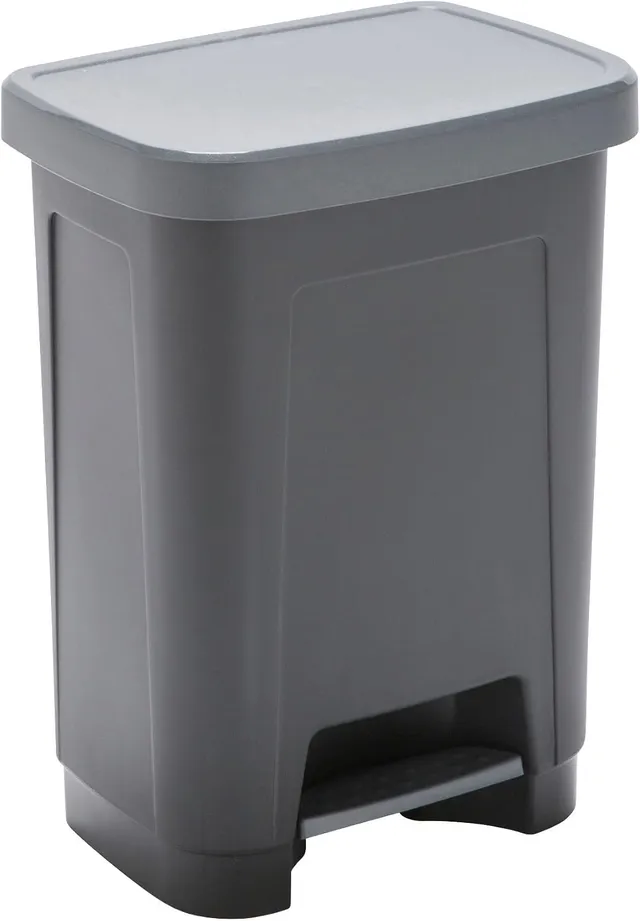 SUNDIS Step Bin, poubelle à pédale 25L, en plastique noir et gris