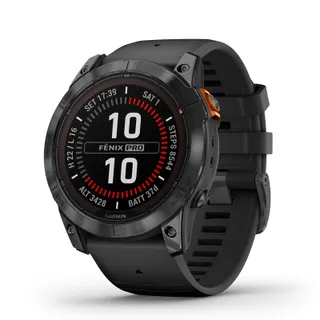 Garmin fēnix® 7X Pro, Solar - Montre GPS Multisports connectée – Gray avec Bracelet Noir – Boîtier 51 mm