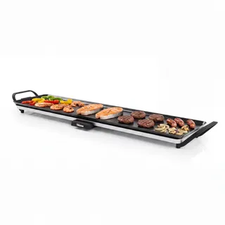 Tristar Grill de table slim XL - Grande surface de cuisson de 90 x 23 cm - Thermostat réglable - Revêtement antiadhésif - Bac collecteur de graisse amovible - Facile à nettoyer - BP-2669