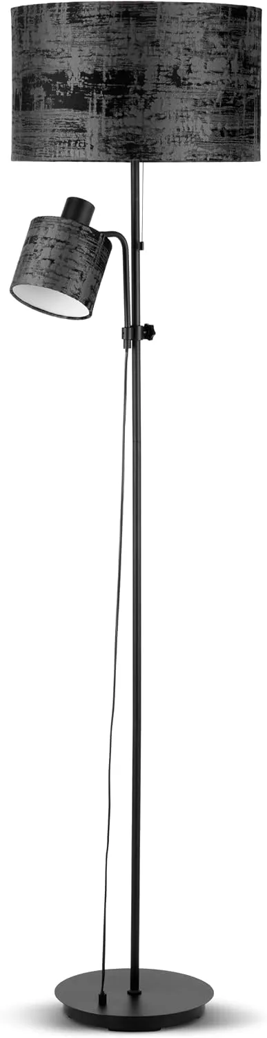 REV Lampadaire avec abat-jour en velours - Design moderne - Montage facile - Idéal pour bureau, chambre à coucher et salon - Culot E27 - Noir