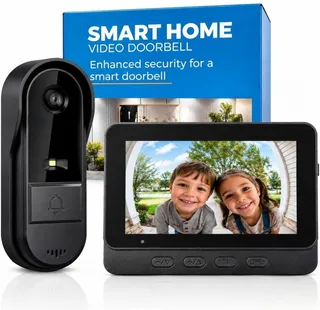 Sonnette Sans Fil avec Caméra 1080P IP65 Étanche - Écran IPS de 4,3" (Écran Branché USB) - Sonnette Sans Fil Avec Caméra HD 170° - Visiophone Audio Bidirectionnel étanche Interphone Vision Nocturne
