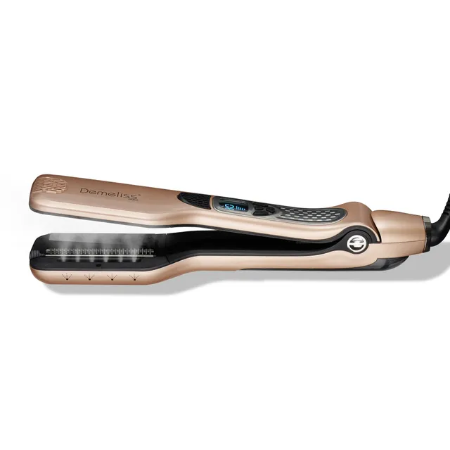 Demeliss SAINT ALGUE Lisseur Vapeur TITANIUM - Plaques Titane - Vapeur Ultra Puissante - Réservoir XL 40ml Intégré - Peigne Amovible - Lissage Tous Types de Cheveux - 5 Températures - Professionnel