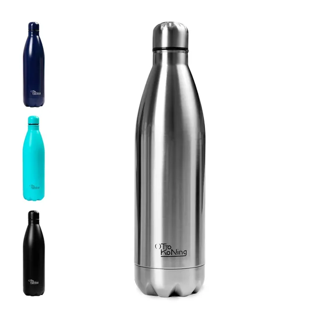 Gourde Isotherme Otto Koning 1L Inox - Bouteille Eau Sport Thermos Café et Thé Maintien Chaud 12h Froid 24h - Design Étanche Double Paroi Sans BPA pour Homme Femme Bureau