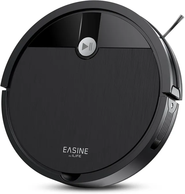 E3 Aspirateur Robot Ultra-Fin, Grande Bouche Anti-Emmêlement Poils | Idéal poils (anti-nœuds). Fin (7,6cm), 120min & recharge auto. Télécommande, 3 modes, capteurs anti-choc/chute. Sols durs.