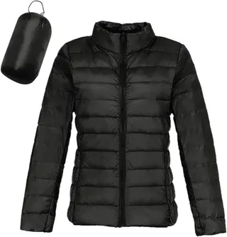 Doudoune Femme, Veste Matelassée Courte Veste Sous-Vêtement Ultralégère Sans Col Doudoune Mi-Saison Légère Pliable pour Femme Vêtement D'extérieur Fin et Imperméable Sport Voyage Randonnée Hiver Chaud