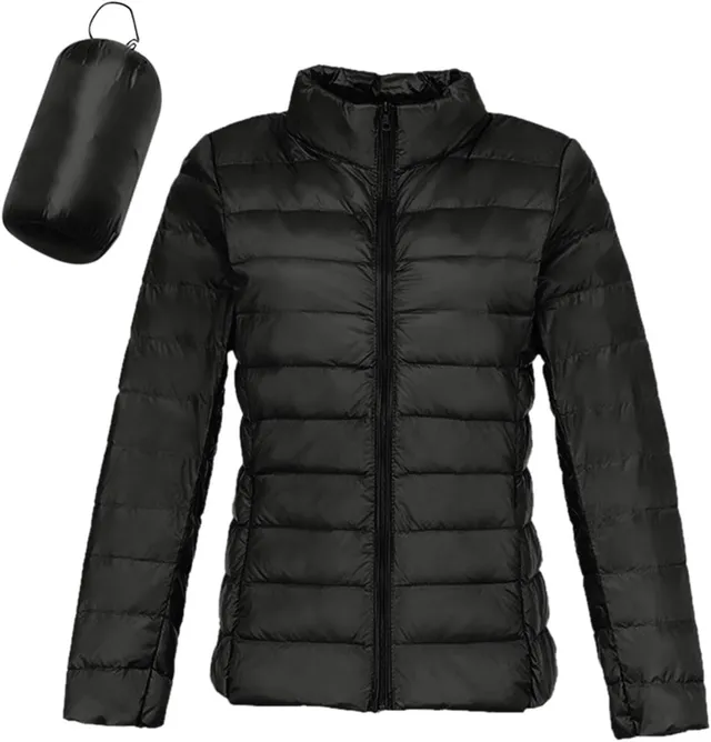 Doudoune Femme Veste Matelassée Courte Veste Sous-Vêtement Ultralégère Sans Col Doudoune Mi-Saison Légère Pliable pour Femme Vêtement D'extérieur Fin et Imperméable Sport Voyage Randonnée Hiver Chaud