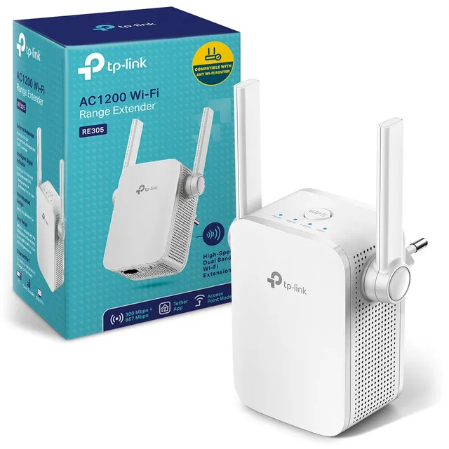 TP-Link Répéteur WiFi Puissant 1200 Mbps, Couvre jusqu'à 120 m², RE305