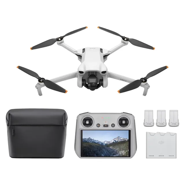 DJI Bundle Fly More Mini 3 (DJI RC) – Mini Drone Caméra Léger avec Nacelle à 3 Axes et Vidéo 4K HDR, Trois Batteries pour un Vol de 114 Min, Prise de Vue Verticale, Transmission Vidéo jusqu’à 10 km