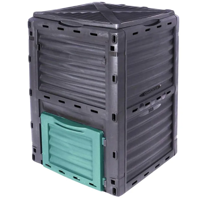 Terre Jardin Composteur Plastique 300 L Jardin, Noir et Vert, 61 x 61 cm