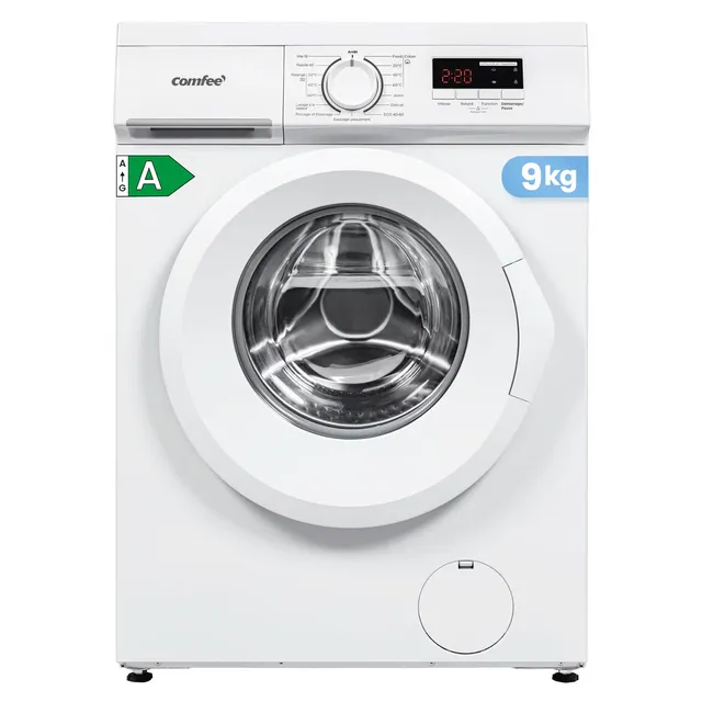 COMFEE' Lave-Linge 9KG Classe A Moteur BLDC 1400RPM Blanc CFE12EW90/W-FR