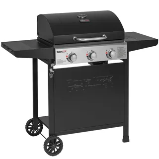 Royal Gourmet Barbecue Gaz sur Chariot, 3 Brûleurs BBQ Gaz avec Capot, Puissance 9kW Propane, 2 Grilles en Émaillée, 2 Table Latérales, Thermomètre Intégré, Adapté pour Jardin et Camping