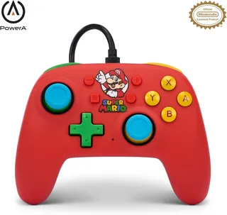 PowerA Manette Filaire Nano pour Nintendo Switch, Modèle OLED et Lite - Accessoire de Jeu Officiel - Mario Medley
