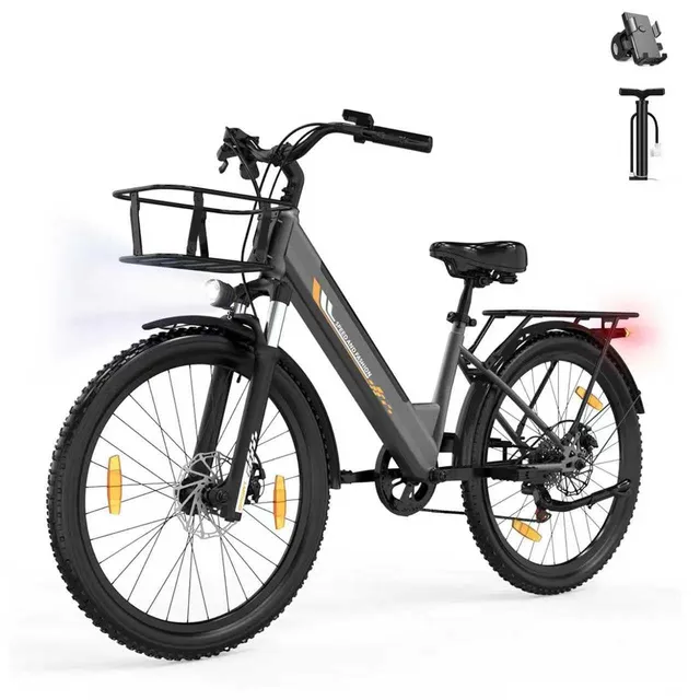 Runetic LE007 Velo Electrique Femme Homme 250W 26" 80 km 36V 13Ah Gris