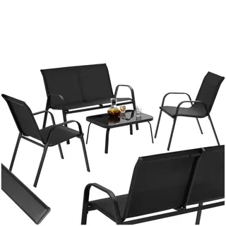 tectake® Salon de Jardin Extérieur 4 Personnes Ensemble Canapé 2 Places 2 Fauteuil Salon et Table de Jardin, Mobilier pour Amenagement Balcon Terrasse Veranda Fauteuil Exterieur terrasse