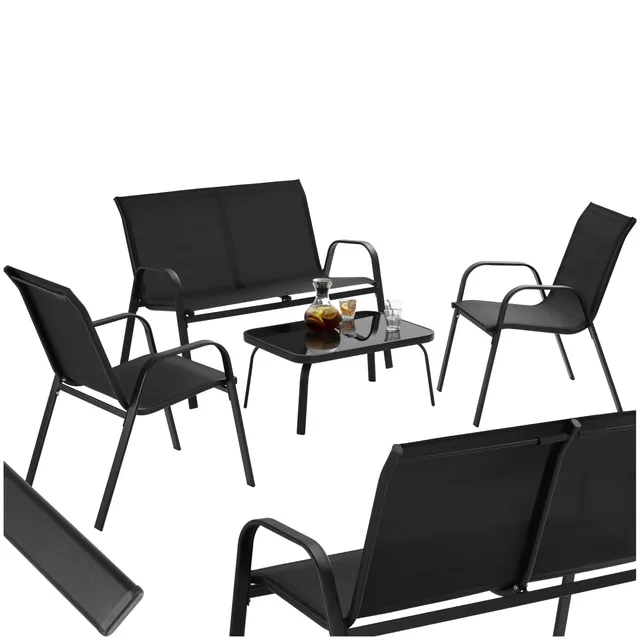 tectake® Salon de Jardin Extérieur 4 Personnes Ensemble Canapé 2 Places 2 Fauteuil Salon et Table de Jardin, Mobilier pour Amenagement Balcon Terrasse Veranda Fauteuil Exterieur terrasse