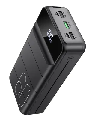 PDBEST 60000mAh Batterie Externe Charge Rapide, 22,5W Power Bank Chargeur Portable avec Écran LED, 4 Sorties et 2 Entrées Compatibles avec Smartphone, Tablettes, etc （Noir）
