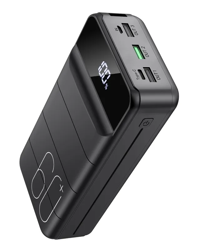 PDBEST 60000mAh Batterie Externe Charge Rapide, 22,5W Power Bank Chargeur Portable avec Écran LED, 4 Sorties et 2 Entrées Compatibles avec Smartphone, Tablettes, etc (Noir)
