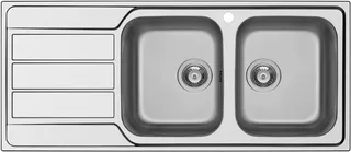 SCHOCK | Évier de cuisine Master D200 à 2 bacs avec égouttoir en acier inoxydable, joint préinstallé, 1160 x 500 mm