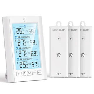 LIORQUE Station Meteo Interieur Exterieur Sans Fil, 3 Capteurs, 100m