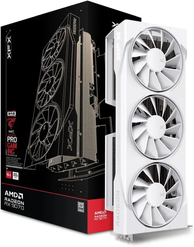 XFX Carte Graphique Swift AMD Radeon RX 9070 OC White Triple Fan Gaming Edition avec 16 Go de GDDR6 HDMI 3xDP, AMD RDNA™ 4 (RX-97SWFB3W9)