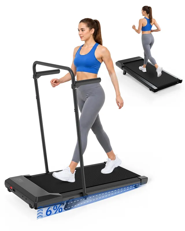 Superun Raceable Tapis de Course 6% Inclinable 1-12km/h Tapis de Marche Pliable avec Rampes,3.0 HP Walking Pad Portables APP Contrôle Max 136KG avec Parcours d'entraînement et Courses Multi-Coureurs