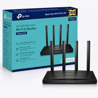 TP-Link Archer AX18 Routeur WiFi 6 AX1500 Mbps, 1.5 Gbit/s bi-Bande, 4 Ports Gigabit, 4 antennes à Haute Performance, WPA3, EasyMesh, VPN, Mode Point d’Accès, Compatible Toutes Box Internet