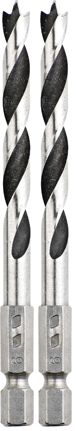 kwb Mèches à bois Ø 3 mm avec tige hexagonale 1/4" et spirales polies pour des perçages précis (Lot de 2)