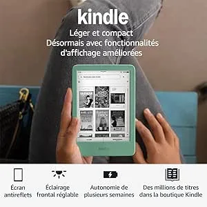 New Amazon Kindle (16 GB) – Lightest and most compact Kindle with glare-free display, faster page turns, adjustable front light and long battery life – Without Ads – Matcha
