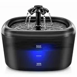Fontaine à Eau pour Chats et Chiens, 2,2L Distributeur Automatique avec Indicateur LED, Pompe Ultra-Silencieuse, Système Triple Filtration, Abreuvoir sans BPA pour Animaux, Noir