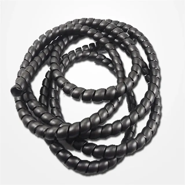 Bandes d'emballage en Spirale de 2 mètres, 8 mm à 16 mm, Gaine de Protection Flexible et Ignifuge en PVC, Tube de Gestion de câbles Anti-Désordre(Noir,ID 10mm)