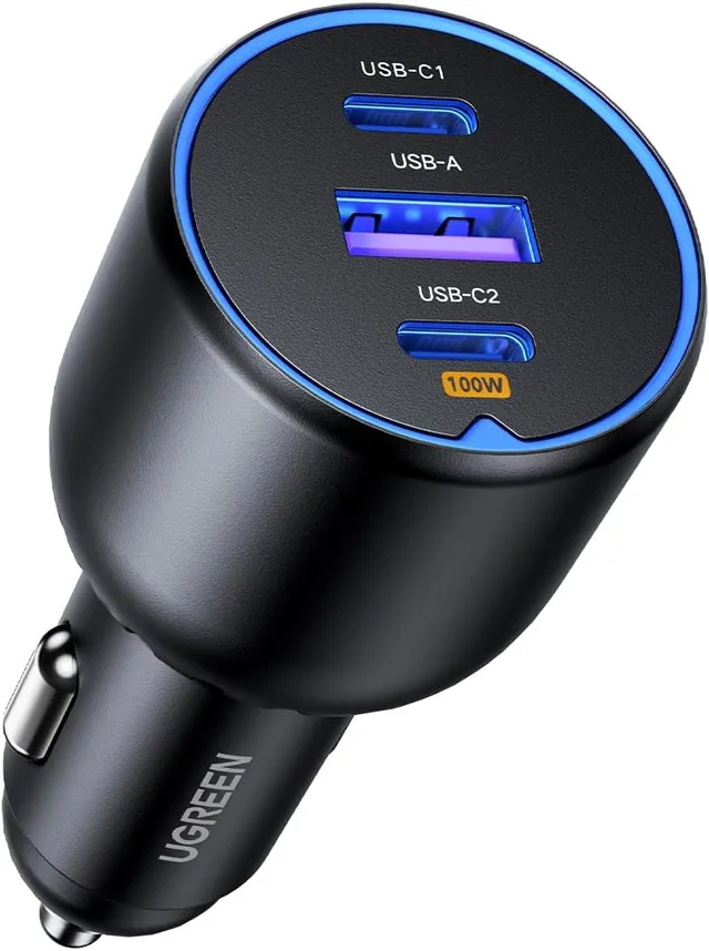 UGREEN 130W Chargeur Allume Cigare 3 Ports Chargeur Voiture USB C 100W