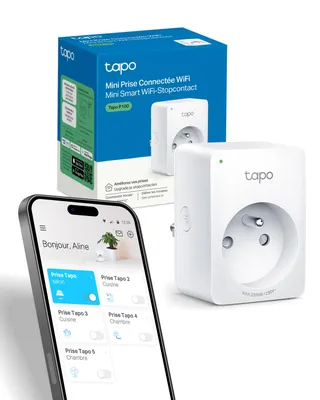 Tapo Prise Connectée WiFi, Prise Intelligente compatible avec Alexa et Google Home, 10A Type E, Contrôler le radiateur, la cafetière, la lampe à distance, aucun hub requis, Tapo P100(FR) 1 Pack