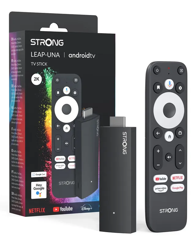 STRONG Leap-UNA Stick De Streaming Box Android TV, Wi-FI, Chromecast Intégré, Box TV Android 11, Assistant Google, HDR10+, Google Play, Netflix, Youtube